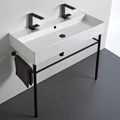 Double Trough Console Sink, Modern, 40 inch